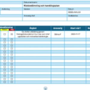 Utvecklad handlingsplan för risker och åtgärder (5×5-modell)